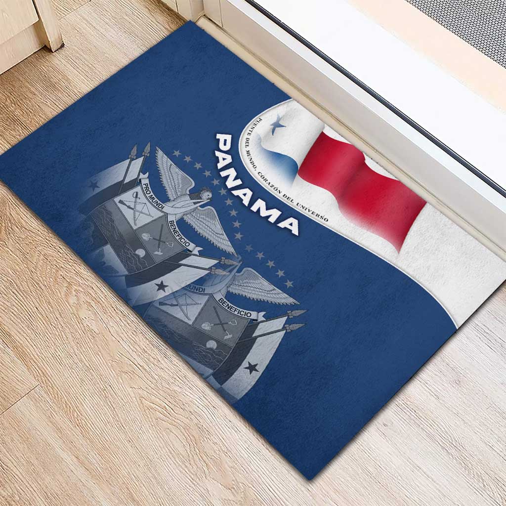 Panama National Flag Rubber Doormat with Canal Symbolism and Puente del Mundo Motto Design - Wonder Print Shop