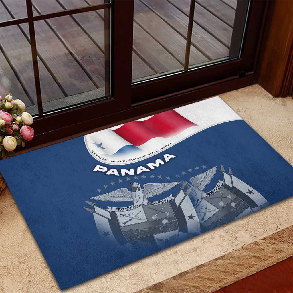 Panama National Flag Rubber Doormat with Canal Symbolism and Puente del Mundo Motto Design - Wonder Print Shop
