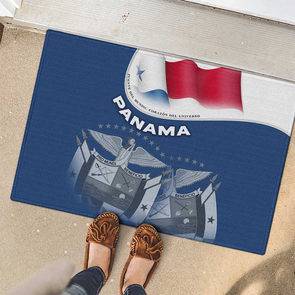 Panama National Flag Rubber Doormat with Canal Symbolism and Puente del Mundo Motto Design - Wonder Print Shop