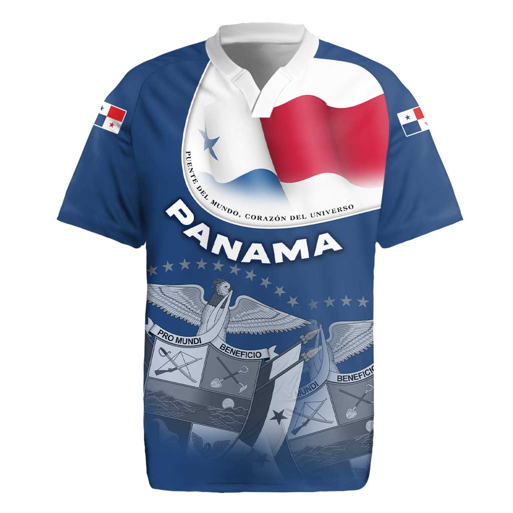 Panama National Flag Rugby Jersey with Canal Symbolism and Puente del Mundo Motto Design - Wonder Print Shop
