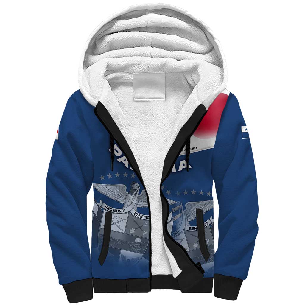 Panama National Flag Sherpa Hoodie with Canal Symbolism and Puente del Mundo Motto Design - Wonder Print Shop