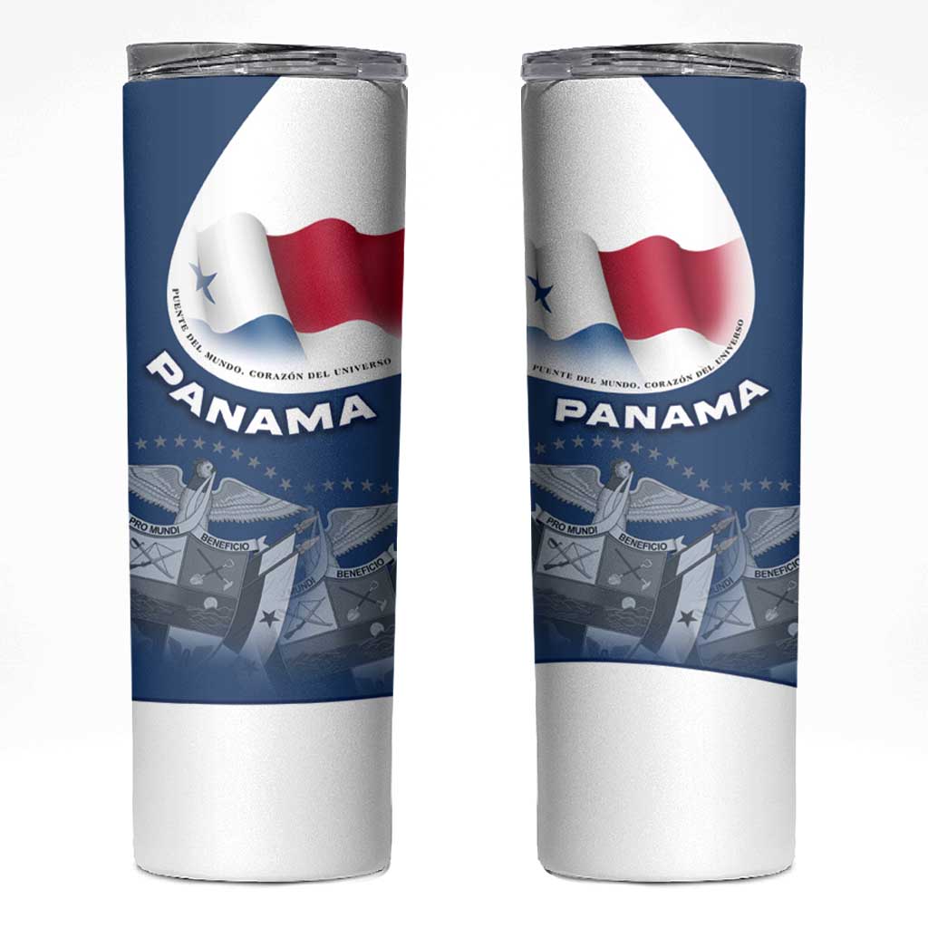 Panama National Flag Skinny Tumbler with Canal Symbolism and Puente del Mundo Motto Design - Wonder Print Shop