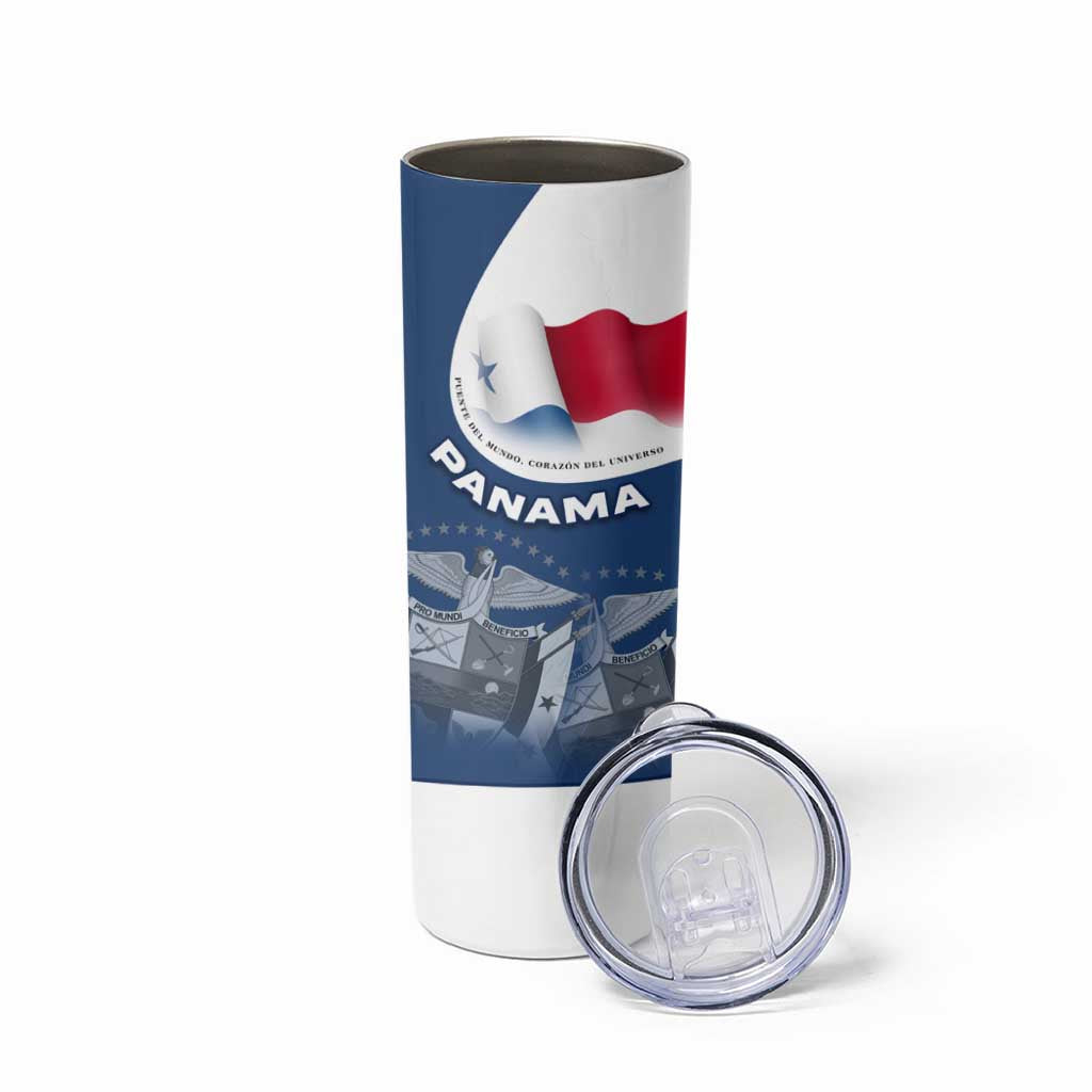 Panama National Flag Skinny Tumbler with Canal Symbolism and Puente del Mundo Motto Design - Wonder Print Shop