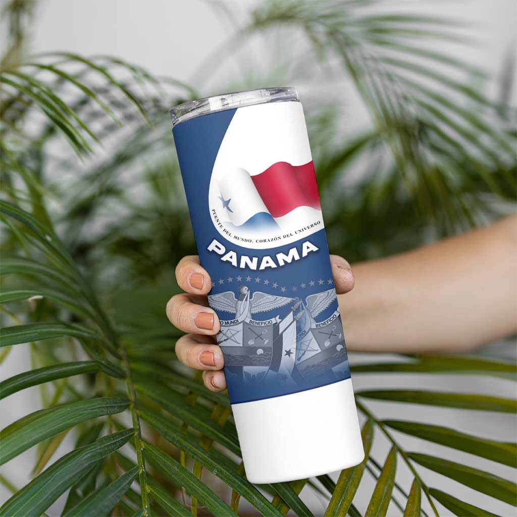 Panama National Flag Skinny Tumbler with Canal Symbolism and Puente del Mundo Motto Design - Wonder Print Shop