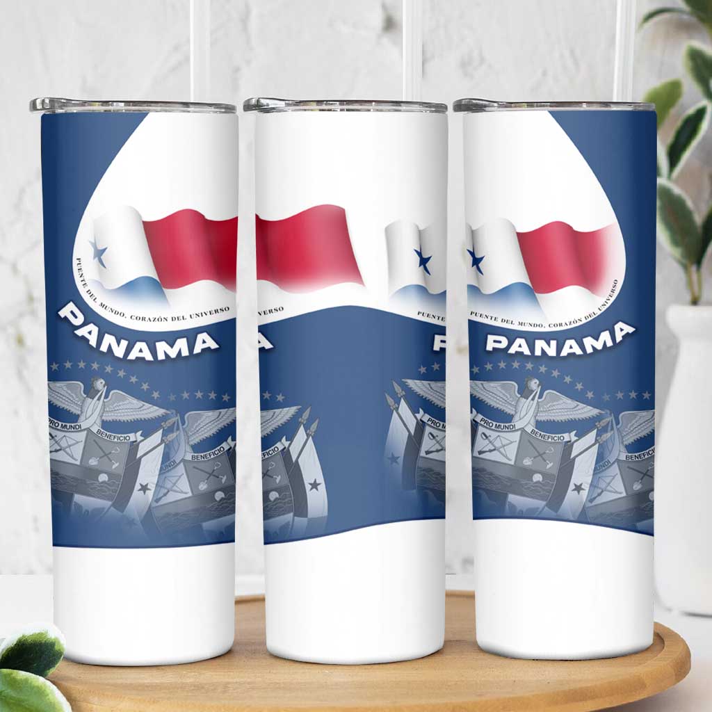 Panama National Flag Skinny Tumbler with Canal Symbolism and Puente del Mundo Motto Design - Wonder Print Shop
