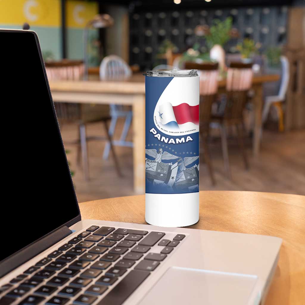 Panama National Flag Skinny Tumbler with Canal Symbolism and Puente del Mundo Motto Design - Wonder Print Shop