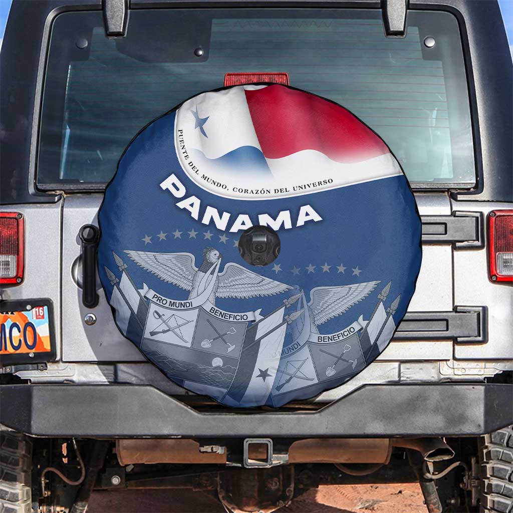 Panama National Flag Spare Tire Cover with Canal Symbolism and Puente del Mundo Motto Design - Wonder Print Shop