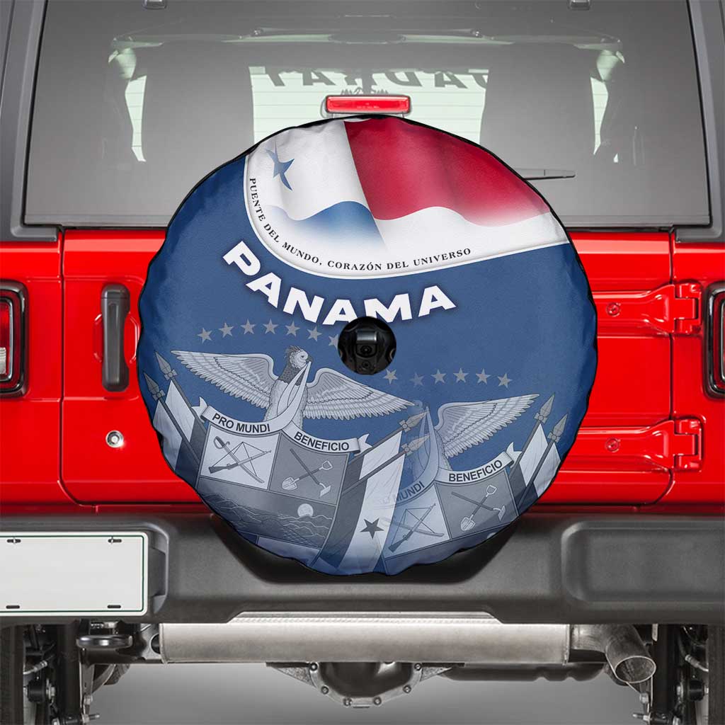 Panama National Flag Spare Tire Cover with Canal Symbolism and Puente del Mundo Motto Design - Wonder Print Shop