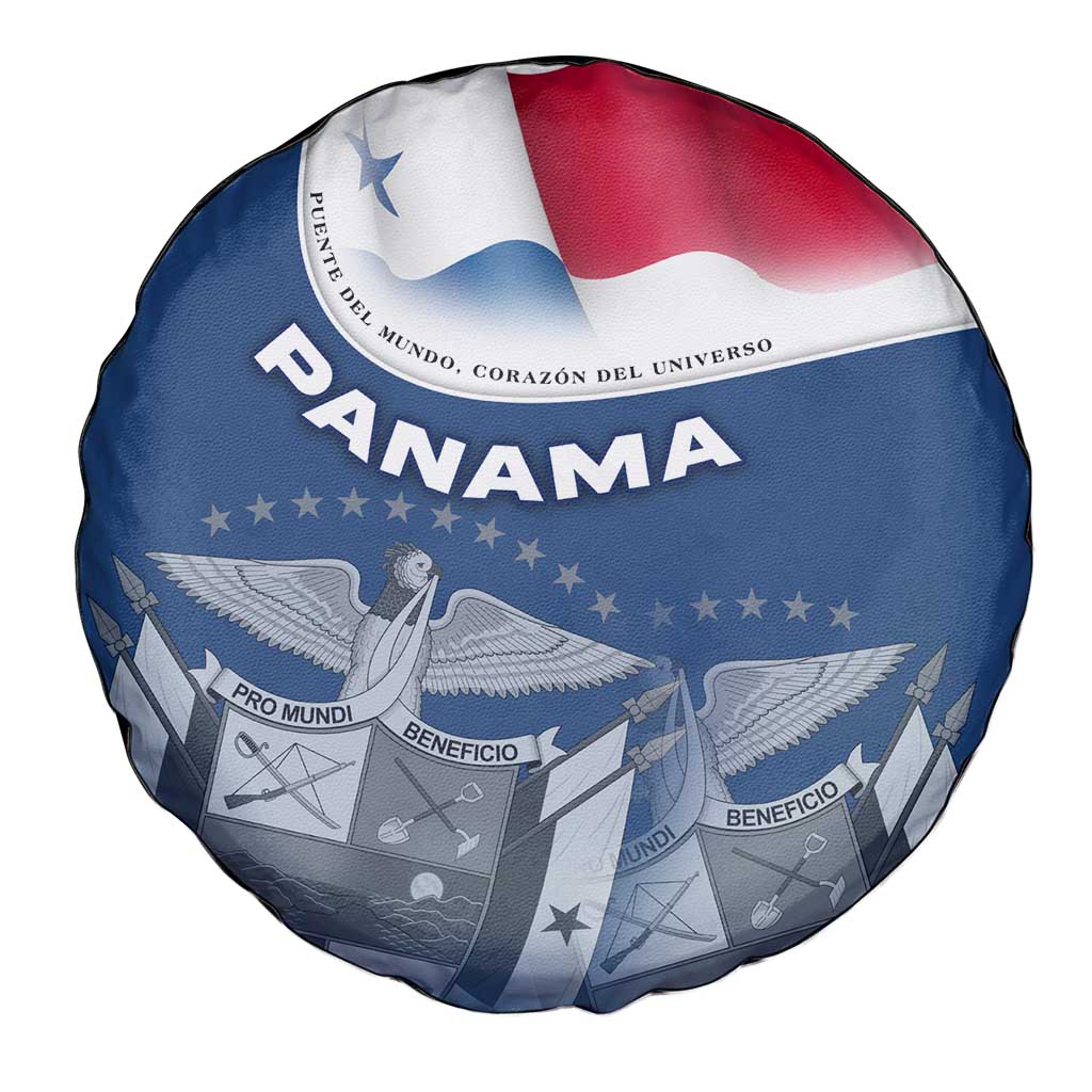 Panama National Flag Spare Tire Cover with Canal Symbolism and Puente del Mundo Motto Design - Wonder Print Shop