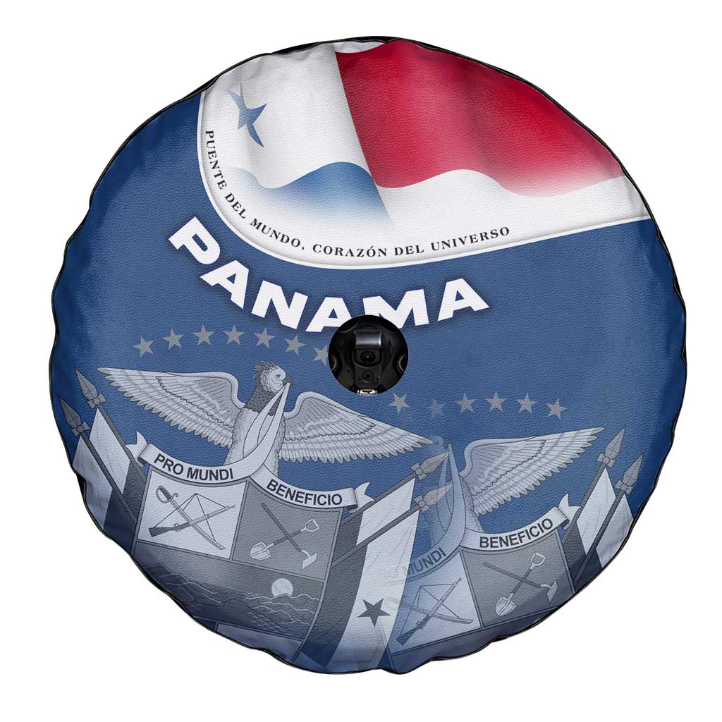 Panama National Flag Spare Tire Cover with Canal Symbolism and Puente del Mundo Motto Design - Wonder Print Shop