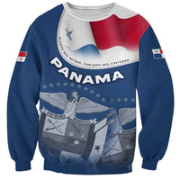 Panama National Flag Sweatshirt with Canal Symbolism and Puente del Mundo Motto Design - Wonder Print Shop