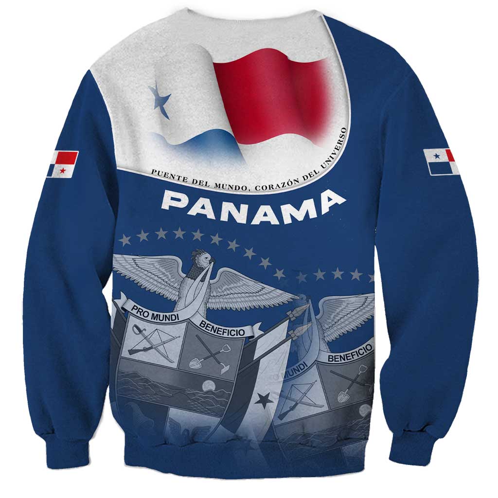 Panama National Flag Sweatshirt with Canal Symbolism and Puente del Mundo Motto Design - Wonder Print Shop