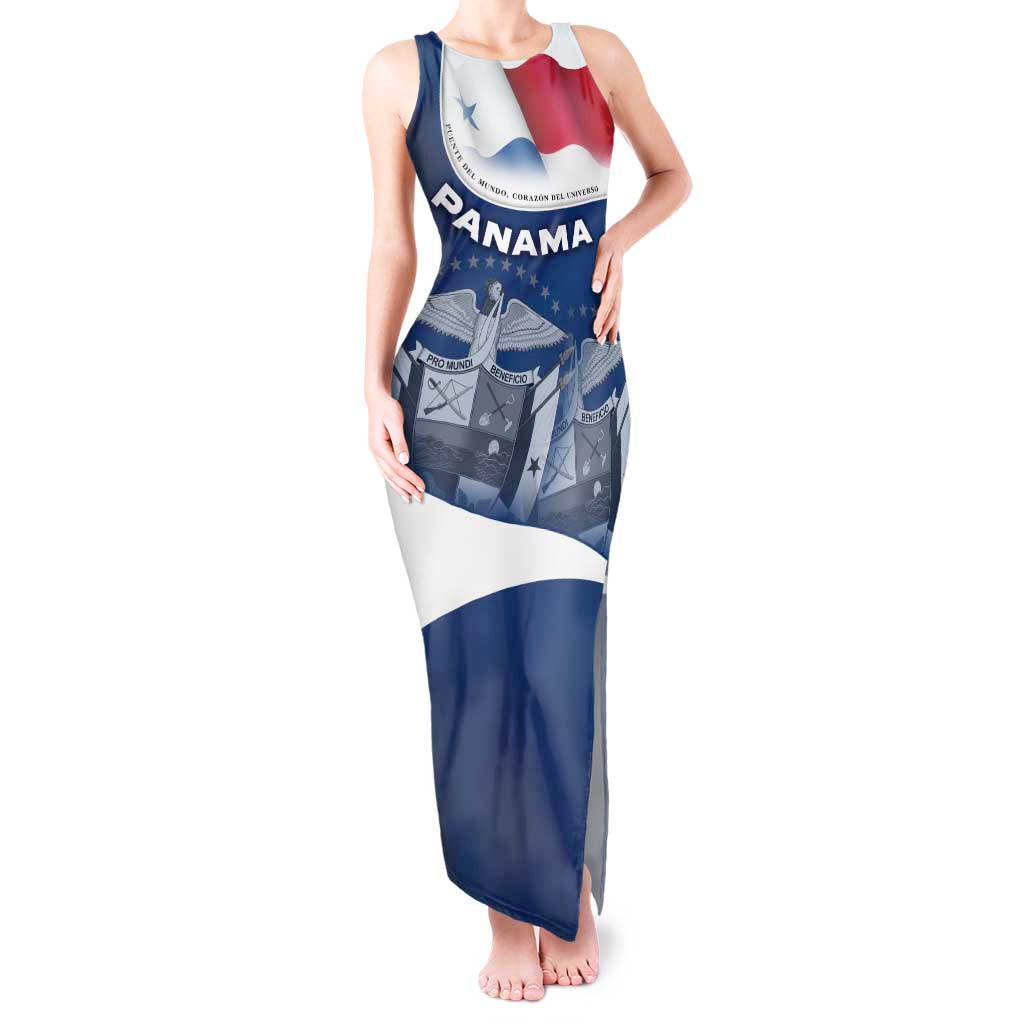 Panama National Flag Tank Maxi Dress with Canal Symbolism and Puente del Mundo Motto Design - Wonder Print Shop