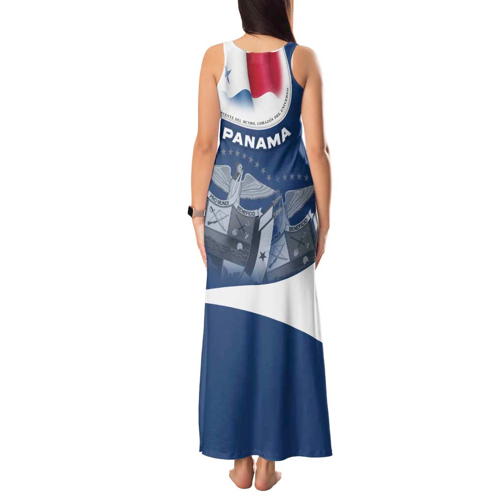 Panama National Flag Tank Maxi Dress with Canal Symbolism and Puente del Mundo Motto Design - Wonder Print Shop