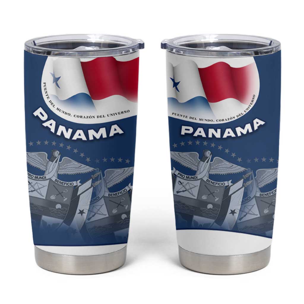 Panama National Flag Tumbler Cup with Canal Symbolism and Puente del Mundo Motto Design - Wonder Print Shop