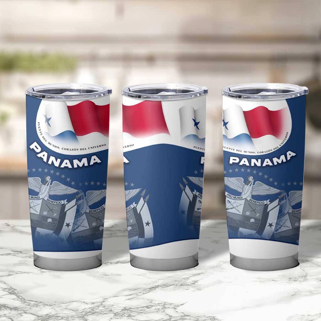 Panama National Flag Tumbler Cup with Canal Symbolism and Puente del Mundo Motto Design - Wonder Print Shop
