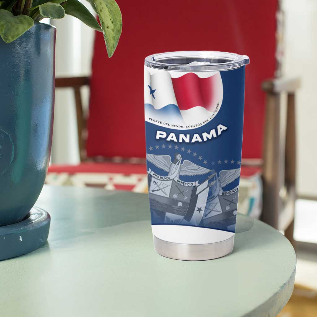 Panama National Flag Tumbler Cup with Canal Symbolism and Puente del Mundo Motto Design - Wonder Print Shop