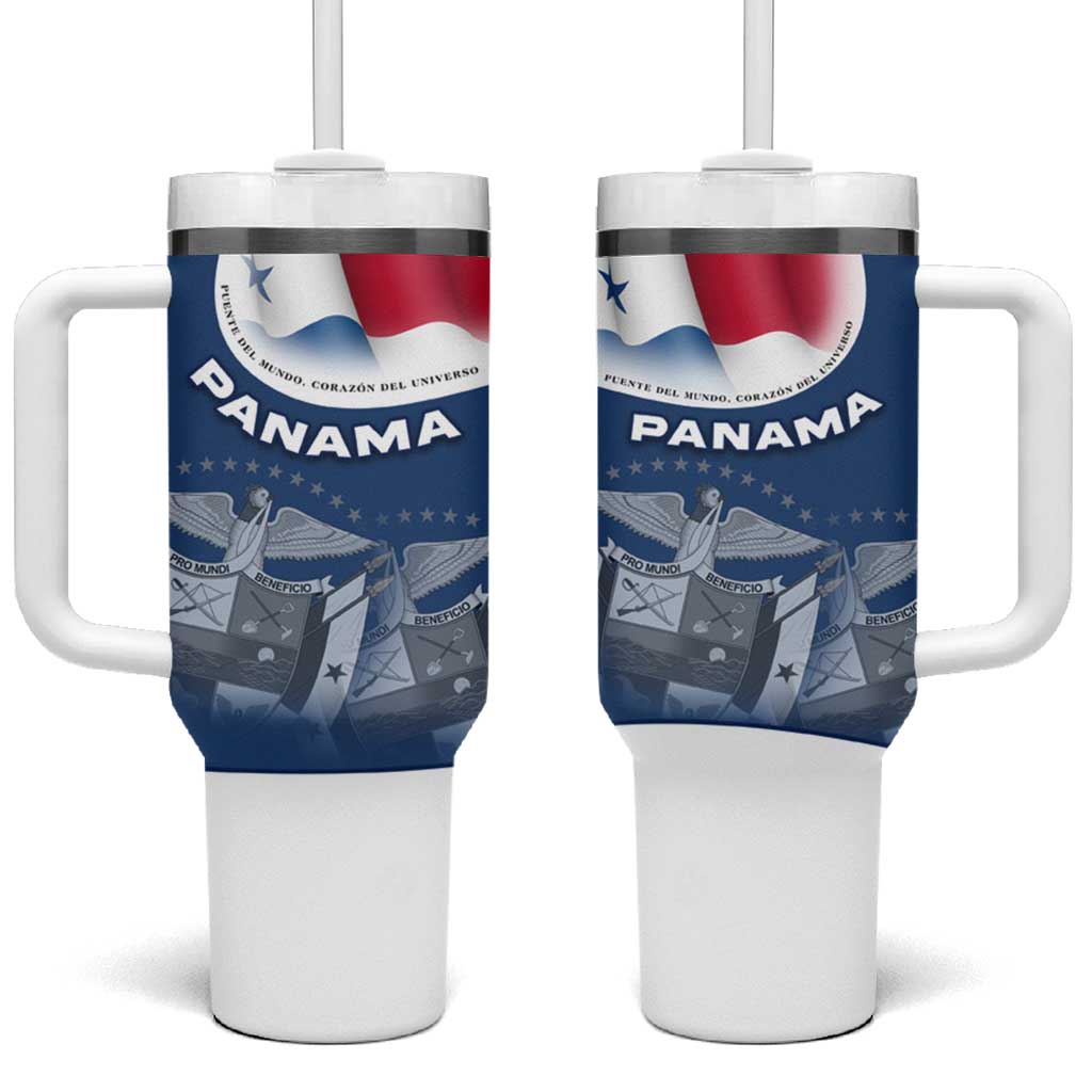 Panama National Flag Tumbler With Handle with Canal Symbolism and Puente del Mundo Motto Design - Wonder Print Shop