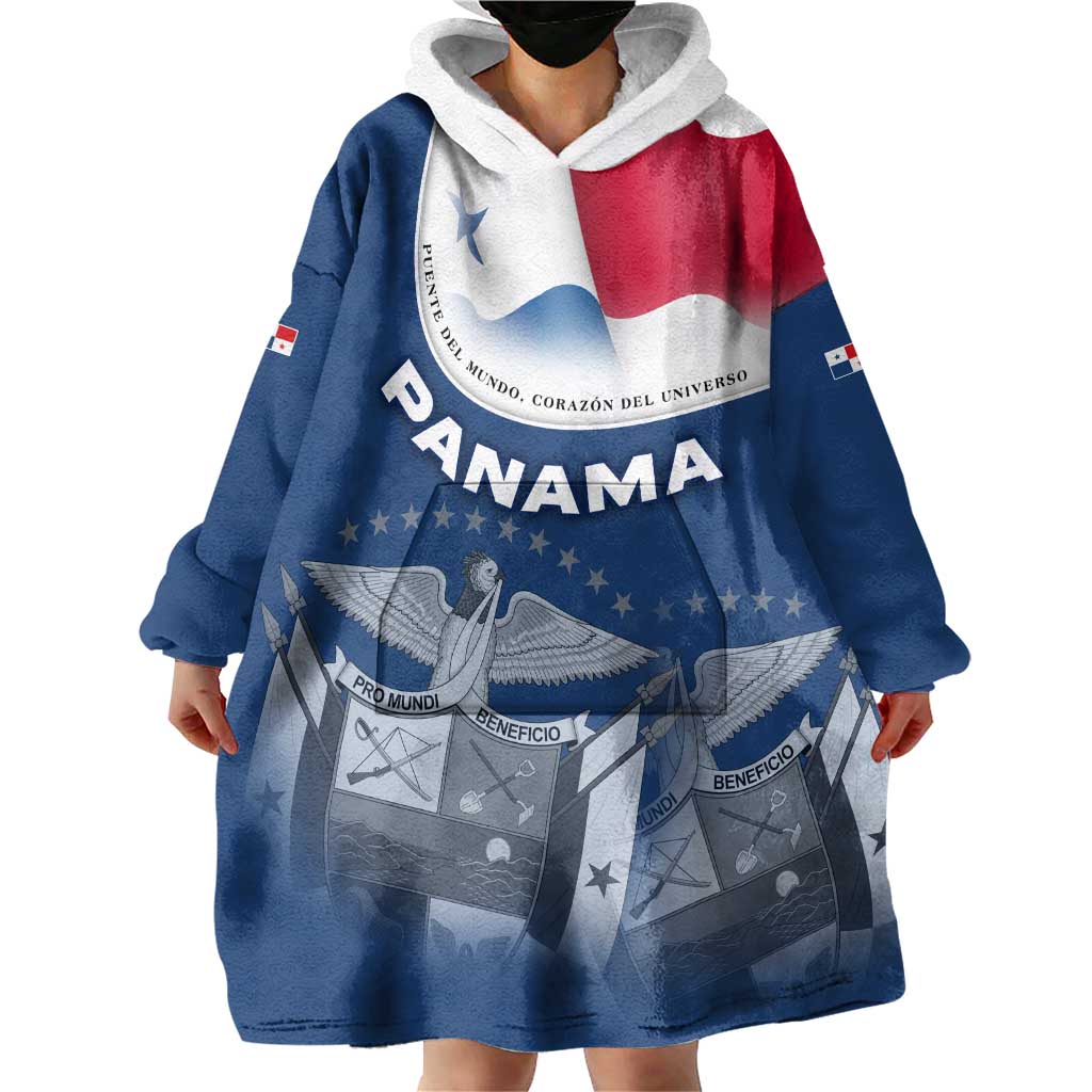 Panama National Flag Wearable Blanket Hoodie with Canal Symbolism and Puente del Mundo Motto Design - Wonder Print Shop