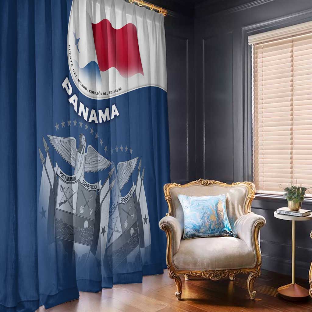 Panama National Flag Window Curtain with Canal Symbolism and Puente del Mundo Motto Design - Wonder Print Shop