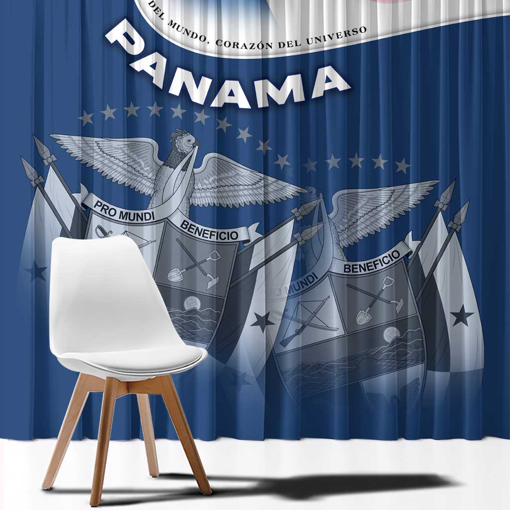 Panama National Flag Window Curtain with Canal Symbolism and Puente del Mundo Motto Design - Wonder Print Shop