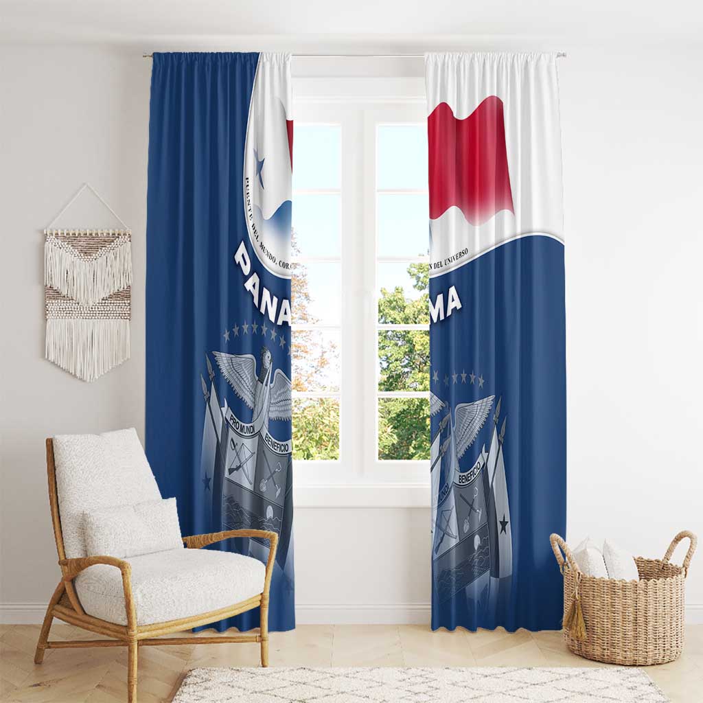Panama National Flag Window Curtain with Canal Symbolism and Puente del Mundo Motto Design - Wonder Print Shop