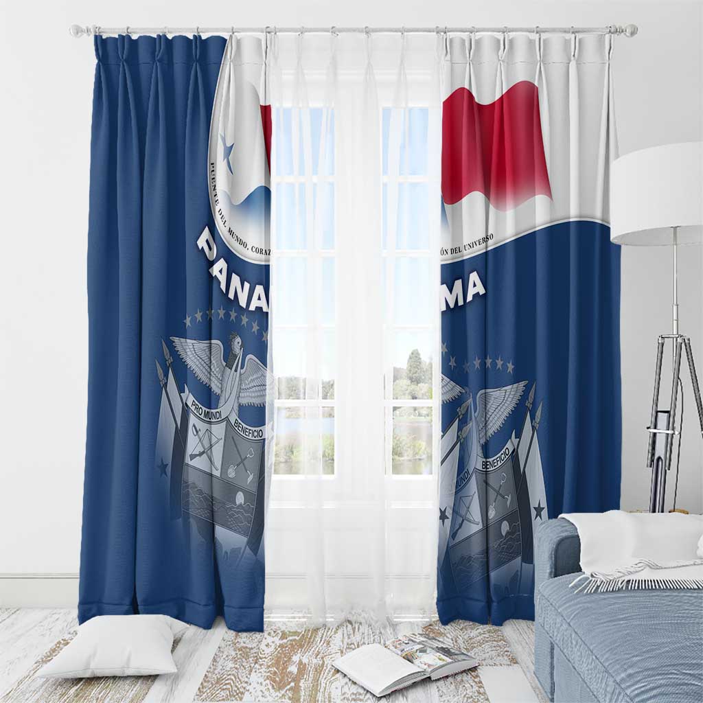 Panama National Flag Window Curtain with Canal Symbolism and Puente del Mundo Motto Design - Wonder Print Shop
