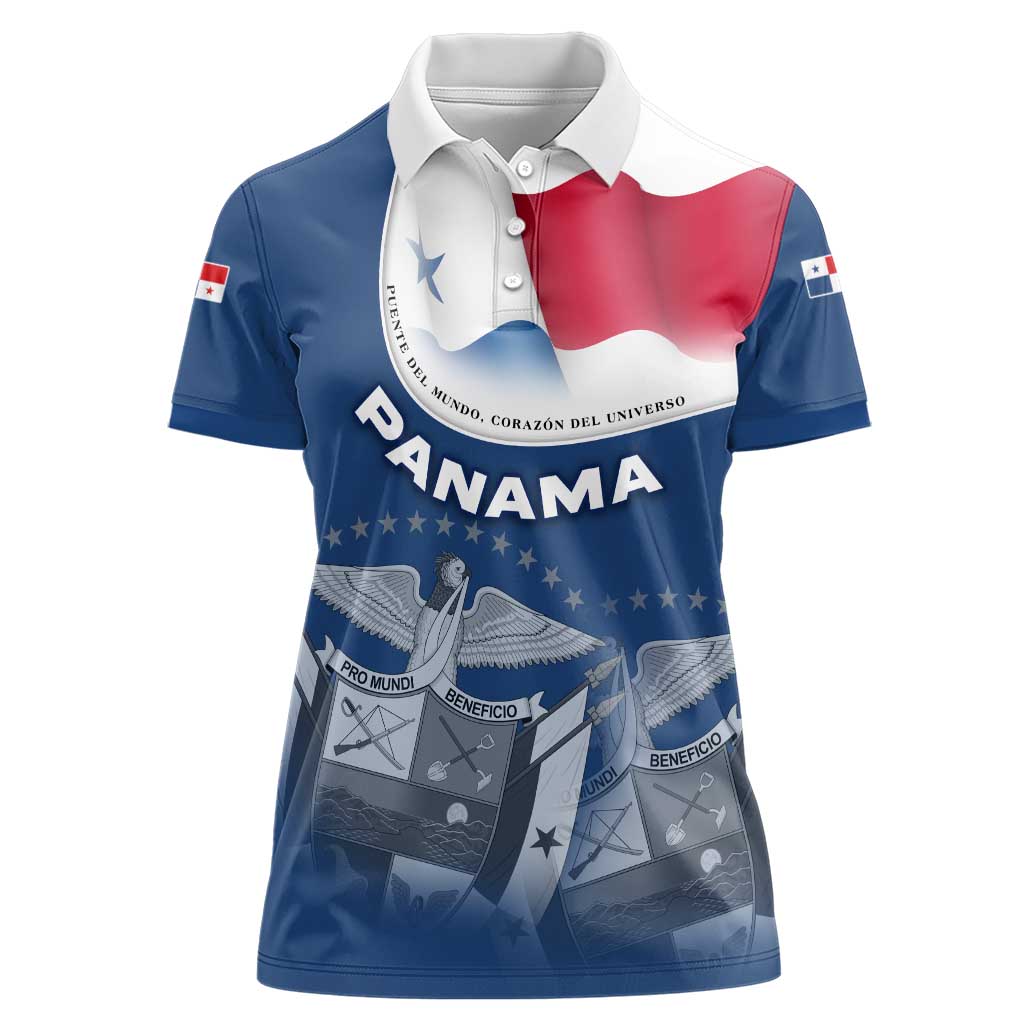 Panama National Flag Women Polo Shirt with Canal Symbolism and Puente del Mundo Motto Design - Wonder Print Shop