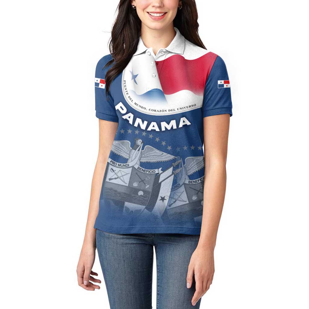 Panama National Flag Women Polo Shirt with Canal Symbolism and Puente del Mundo Motto Design - Wonder Print Shop