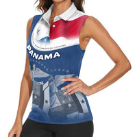 Panama National Flag Women Sleeveless Polo Shirt with Canal Symbolism and Puente del Mundo Motto Design - Wonder Print Shop