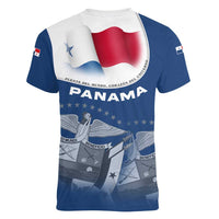 Panama National Flag Women V-Neck T-Shirt with Canal Symbolism and Puente del Mundo Motto Design - Wonder Print Shop
