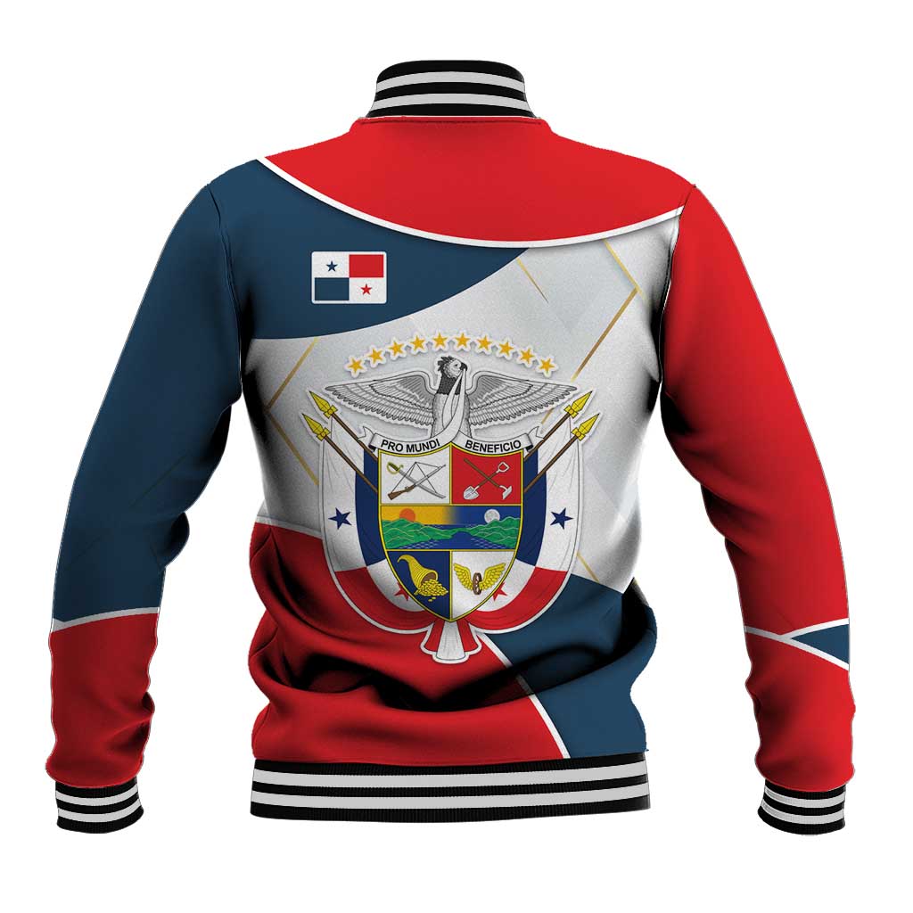 Panama City Skyline Baseball Jacket with National Coat of Arms and Red Blue Flag Theme - Wonder Print Shop