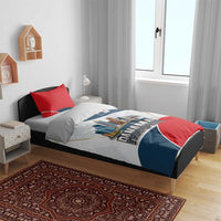 Panama City Skyline Bedding Set with National Coat of Arms and Red Blue Flag Theme - Wonder Print Shop