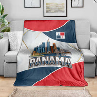 Panama City Skyline Blanket with National Coat of Arms and Red Blue Flag Theme - Wonder Print Shop