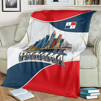 Panama City Skyline Blanket with National Coat of Arms and Red Blue Flag Theme - Wonder Print Shop