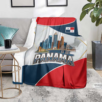 Panama City Skyline Blanket with National Coat of Arms and Red Blue Flag Theme - Wonder Print Shop