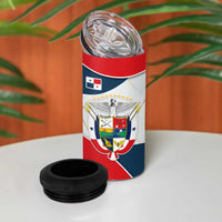 Panama City Skyline 4 in 1 Can Cooler Tumbler with National Coat of Arms and Red Blue Flag Theme - Wonder Print Shop