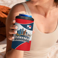 Panama City Skyline 4 in 1 Can Cooler Tumbler with National Coat of Arms and Red Blue Flag Theme - Wonder Print Shop