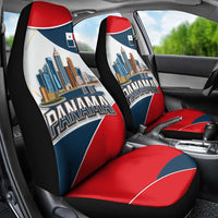 Panama City Skyline Car Seat Cover with National Coat of Arms and Red Blue Flag Theme - Wonder Print Shop