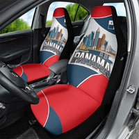 Panama City Skyline Car Seat Cover with National Coat of Arms and Red Blue Flag Theme - Wonder Print Shop