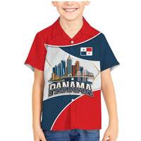 Panama City Skyline Family Matching Mermaid Dress and Hawaiian Shirt with National Coat of Arms and Red Blue Flag Theme - Wonder Print Shop