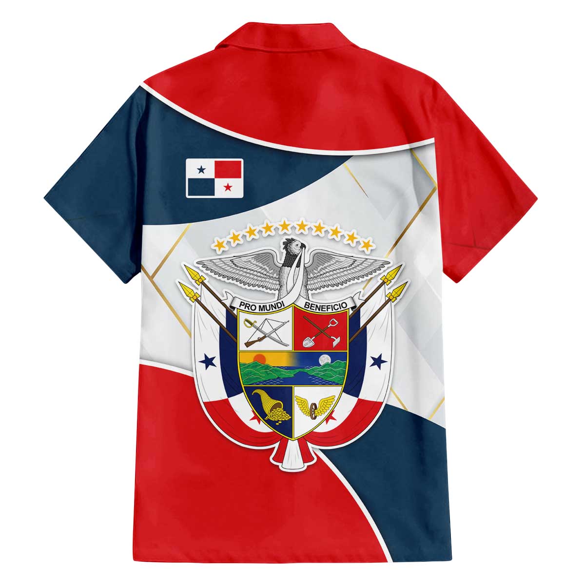 Panama City Skyline Family Matching Off The Shoulder Long Sleeve Dress and Hawaiian Shirt with National Coat of Arms and Red Blue Flag Theme - Wonder Print Shop