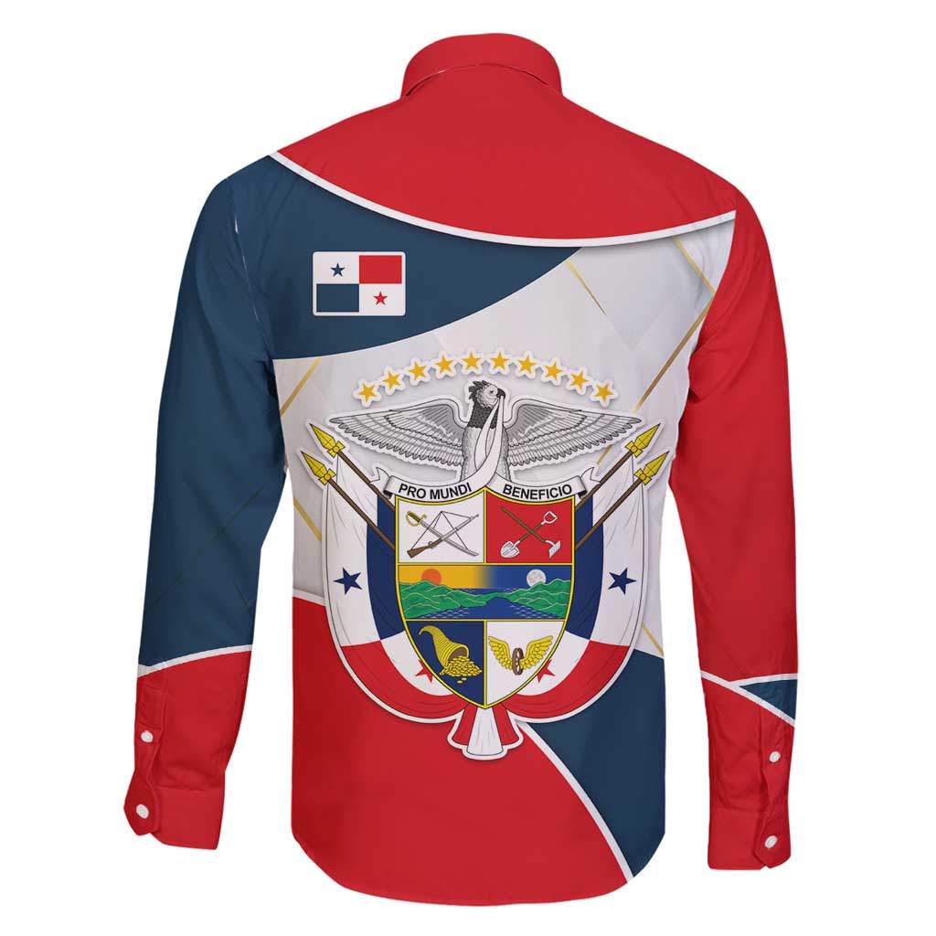 Panama City Skyline Family Matching Off Shoulder Short Dress and Hawaiian Shirt with National Coat of Arms and Red Blue Flag Theme - Wonder Print Shop