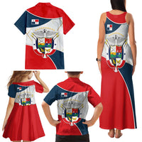 Panama City Skyline Family Matching Tank Maxi Dress and Hawaiian Shirt with National Coat of Arms and Red Blue Flag Theme - Wonder Print Shop