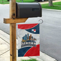 Panama City Skyline Garden Flag with National Coat of Arms and Red Blue Flag Theme - Wonder Print Shop
