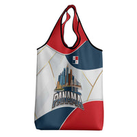 Panama City Skyline Grocery Bag with National Coat of Arms and Red Blue Flag Theme - Wonder Print Shop