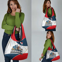 Panama City Skyline Grocery Bag with National Coat of Arms and Red Blue Flag Theme - Wonder Print Shop