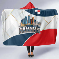 Panama City Skyline Hooded Blanket with National Coat of Arms and Red Blue Flag Theme - Wonder Print Shop