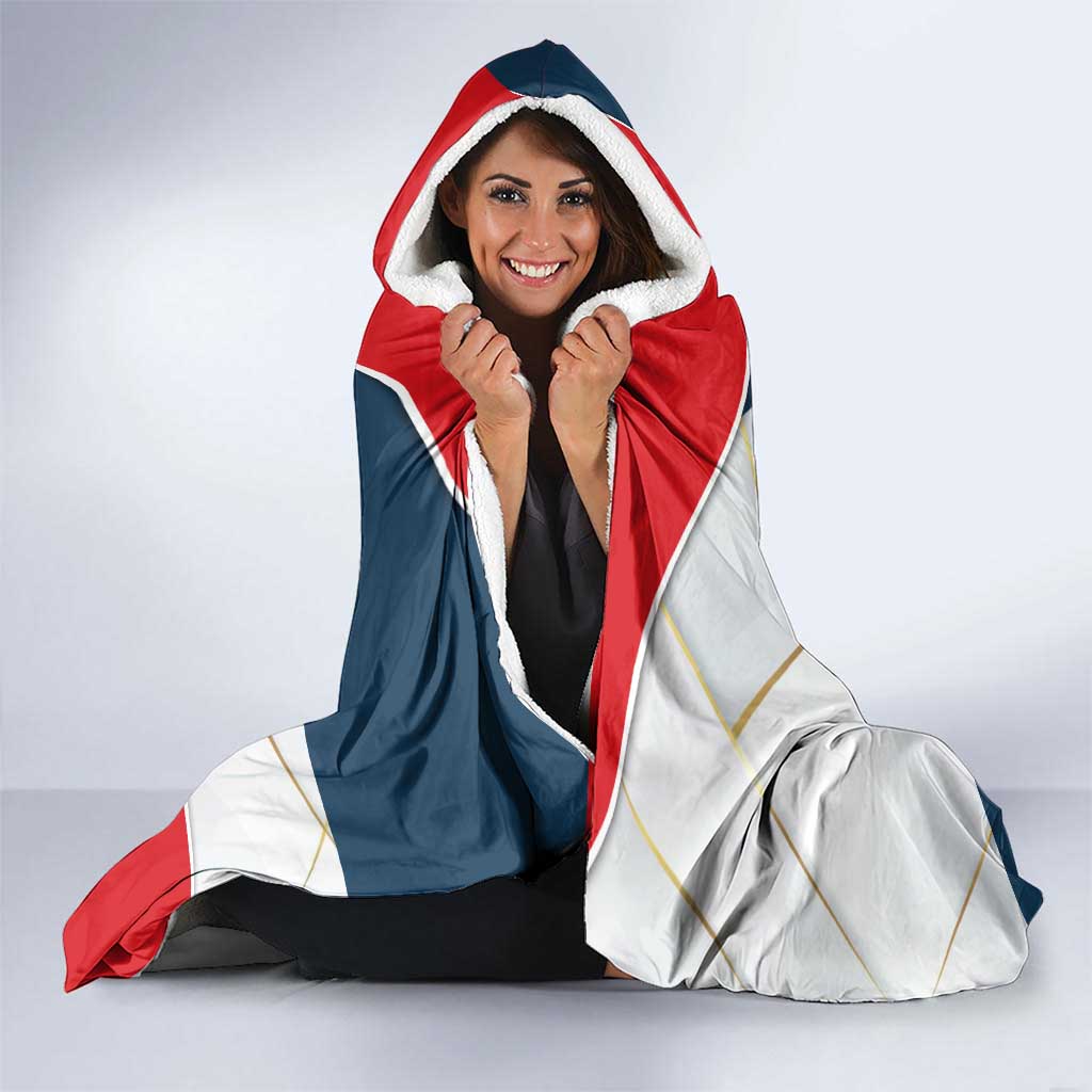 Panama City Skyline Hooded Blanket with National Coat of Arms and Red Blue Flag Theme - Wonder Print Shop