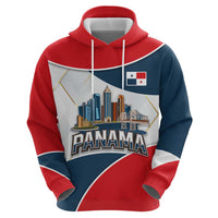 Panama City Skyline Hoodie with National Coat of Arms and Red Blue Flag Theme - Wonder Print Shop